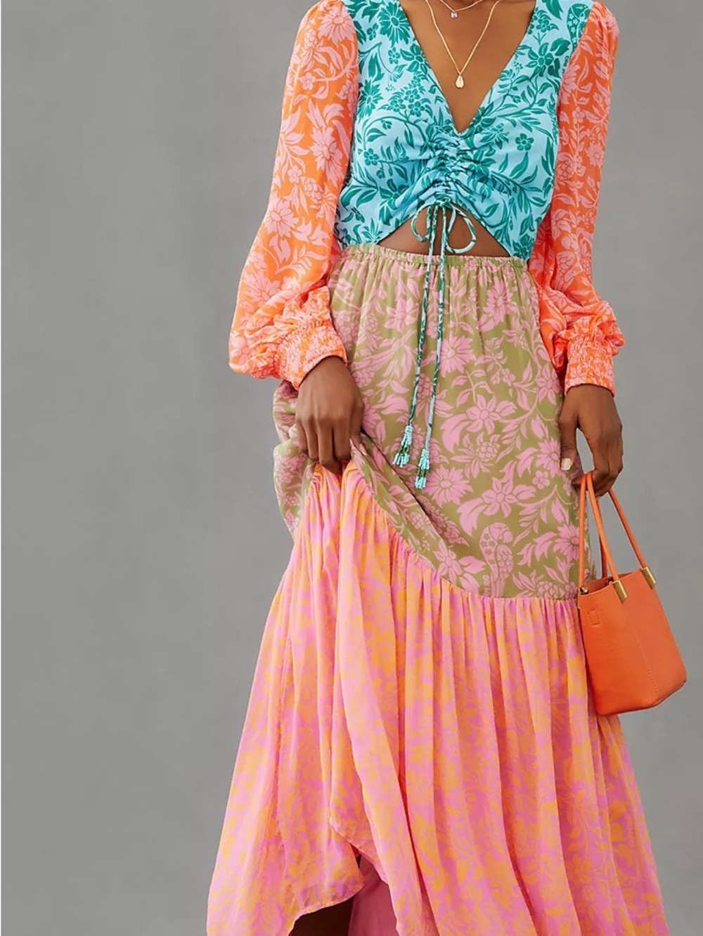 Farm Rio x Anthropologie Cutout Maxi Dress Size Large EC2 - Picture 9 of 9